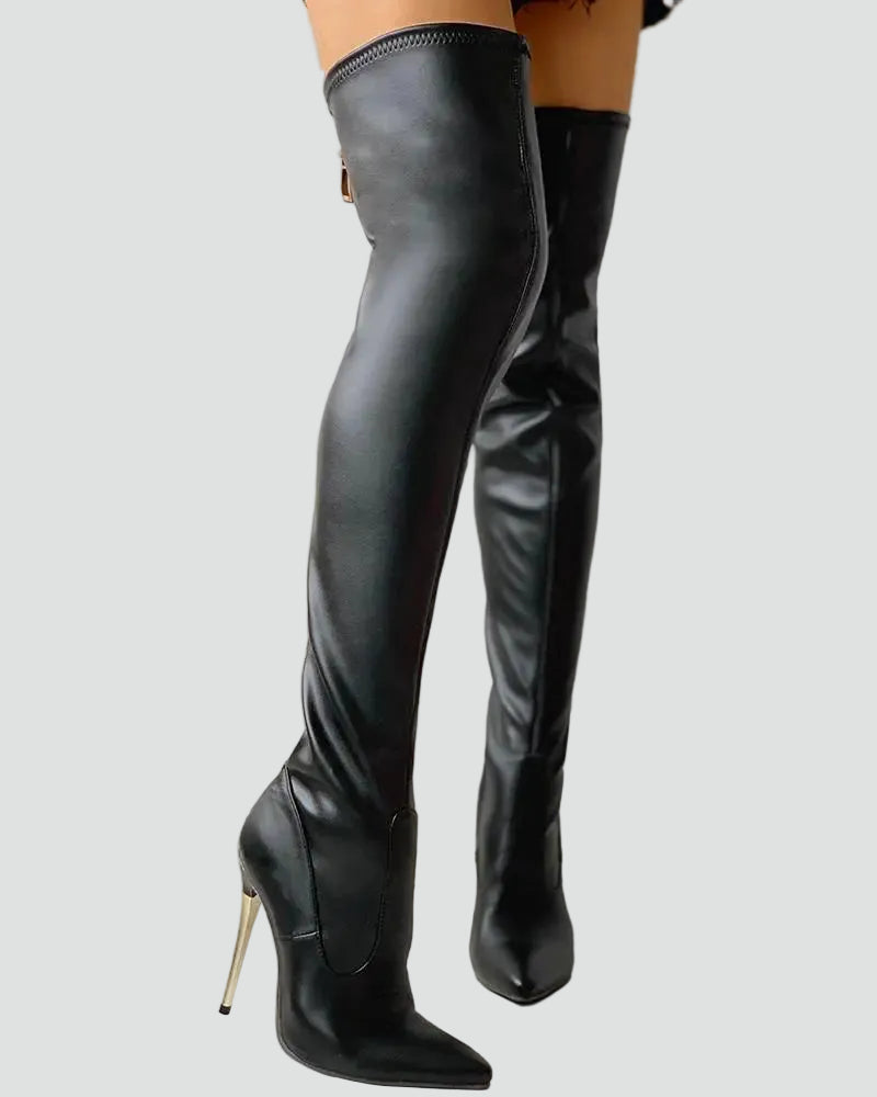 Seksowne damskie kozaki za kolano na szpilce