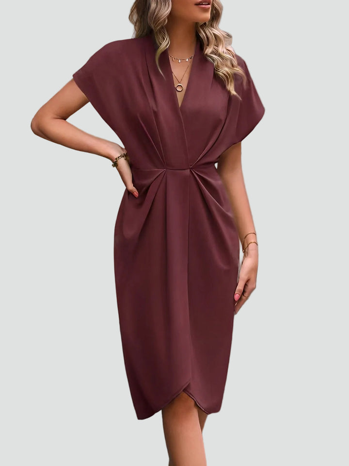 Elegant women's wrap midi cocktail dress