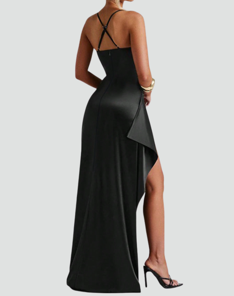 Maxi dress with chiffon bottom and thin straps