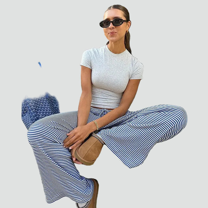 Women's wide-leg pants with elastic waistband for summer