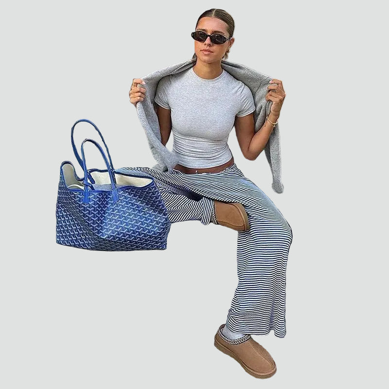 Women's wide-leg pants with elastic waistband for summer