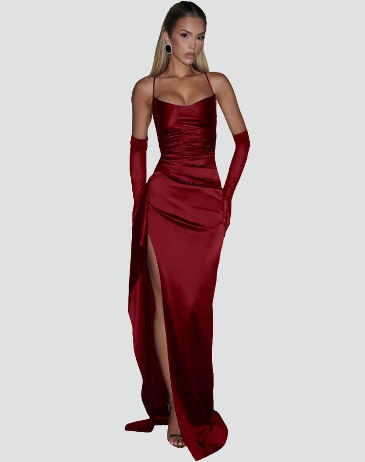 Maxi dress with chiffon bottom and thin straps