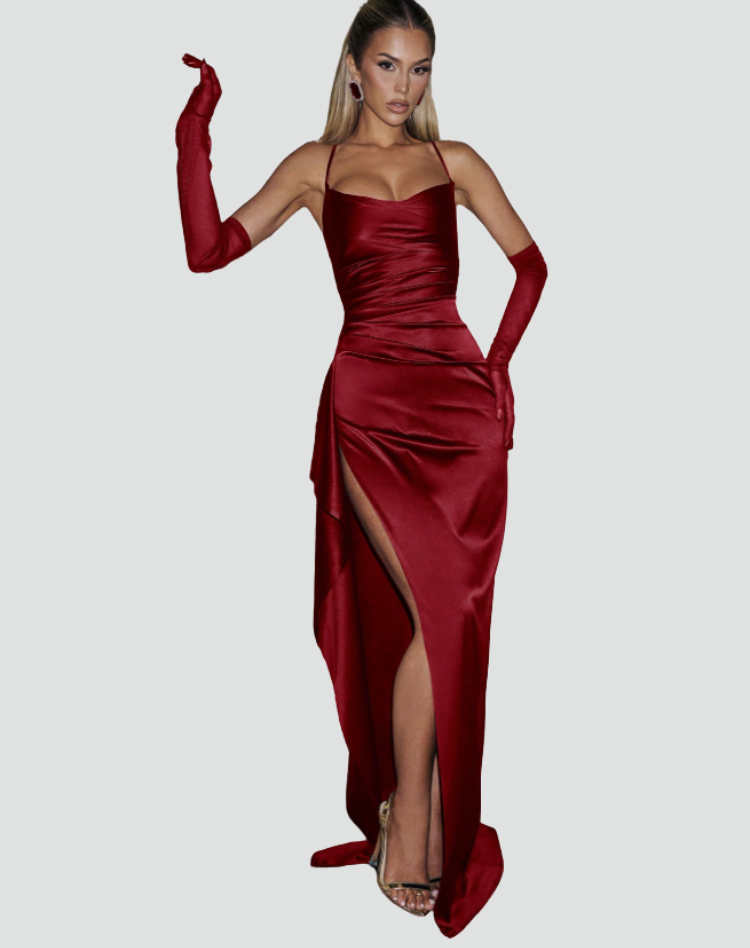 Maxi dress with chiffon bottom and thin straps