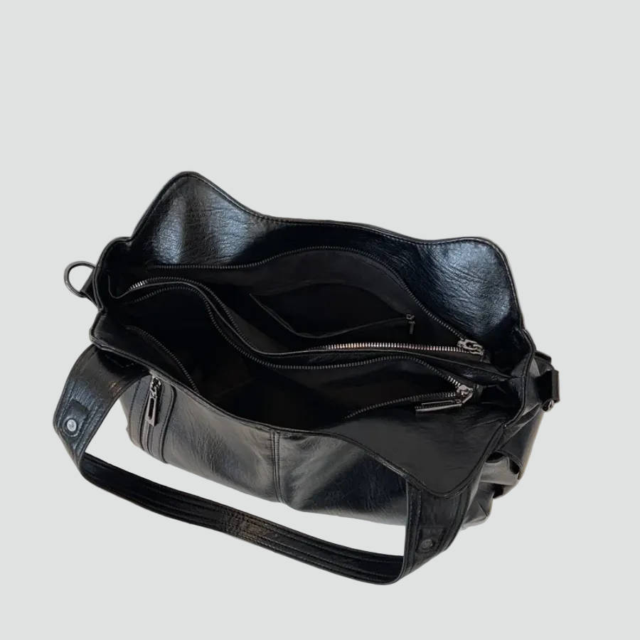 Women's spacious shoulder bag with leather look