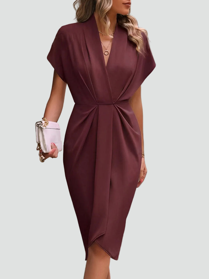 Elegant women's wrap midi cocktail dress