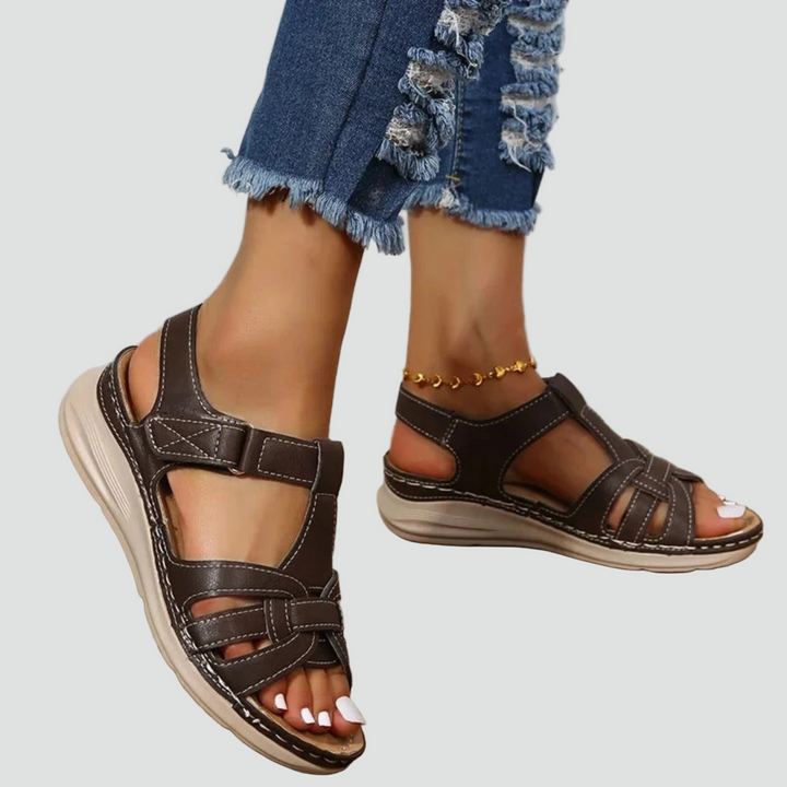 Sandales orthopédiques en cuir à scratch pour la marche quotidienne