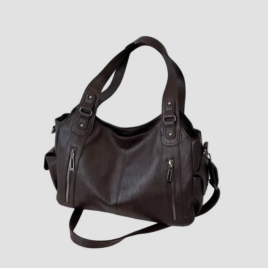 Women's spacious shoulder bag with leather look
