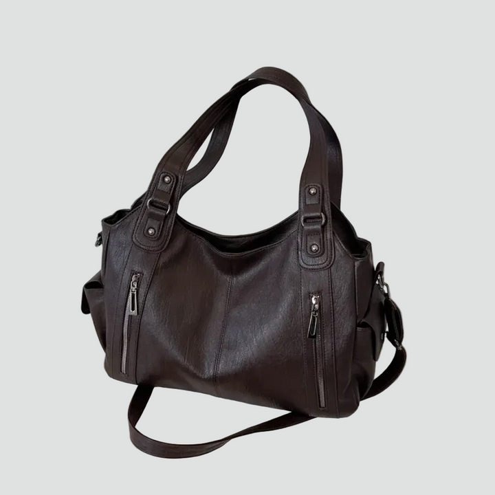 Women's spacious shoulder bag with leather look