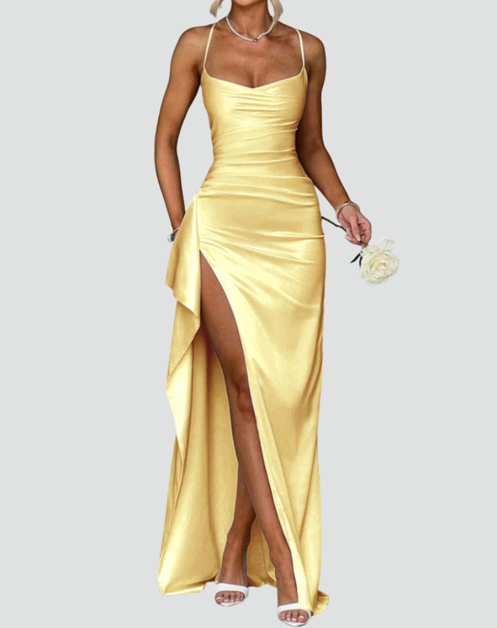 Maxi dress with chiffon bottom and thin straps