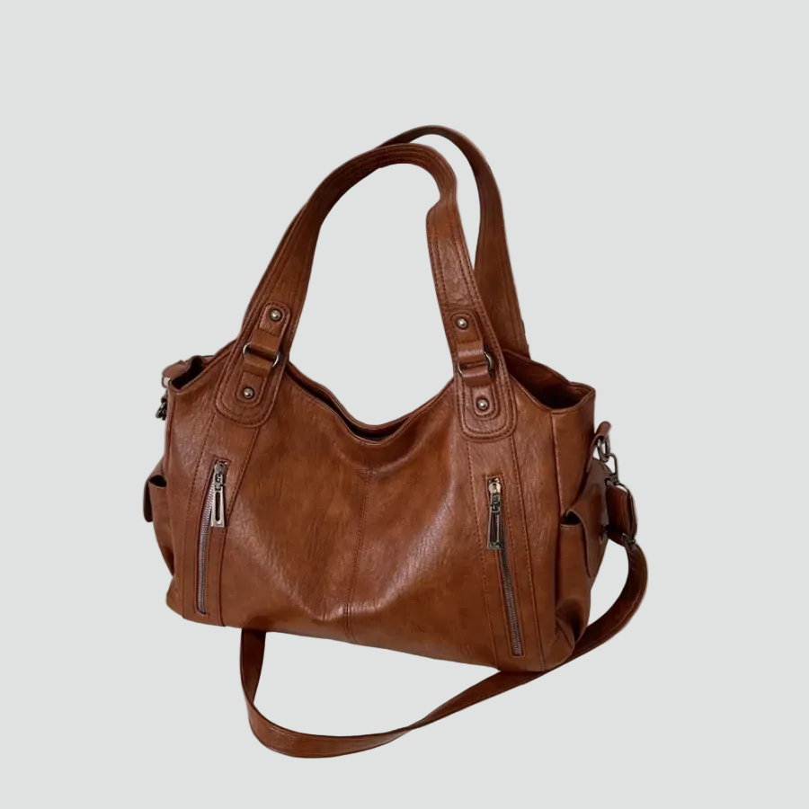 Women's spacious shoulder bag with leather look