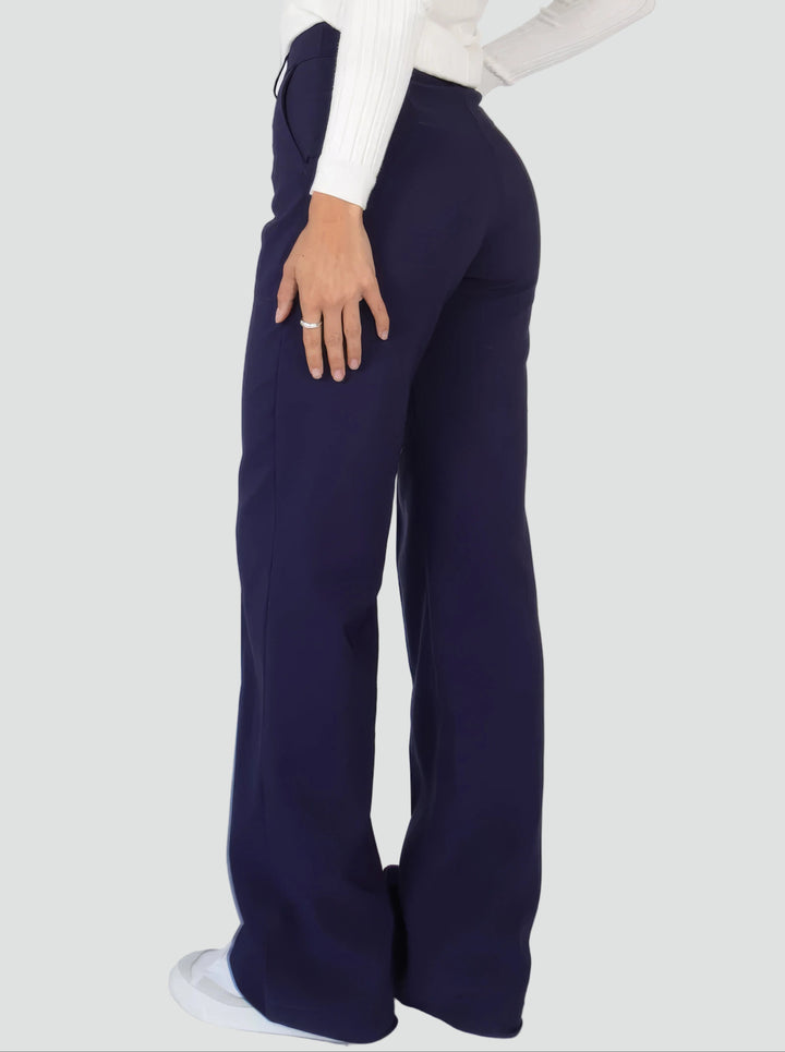 Eleganckie spodnie damskie z wysokim stanem i prostą nogawką