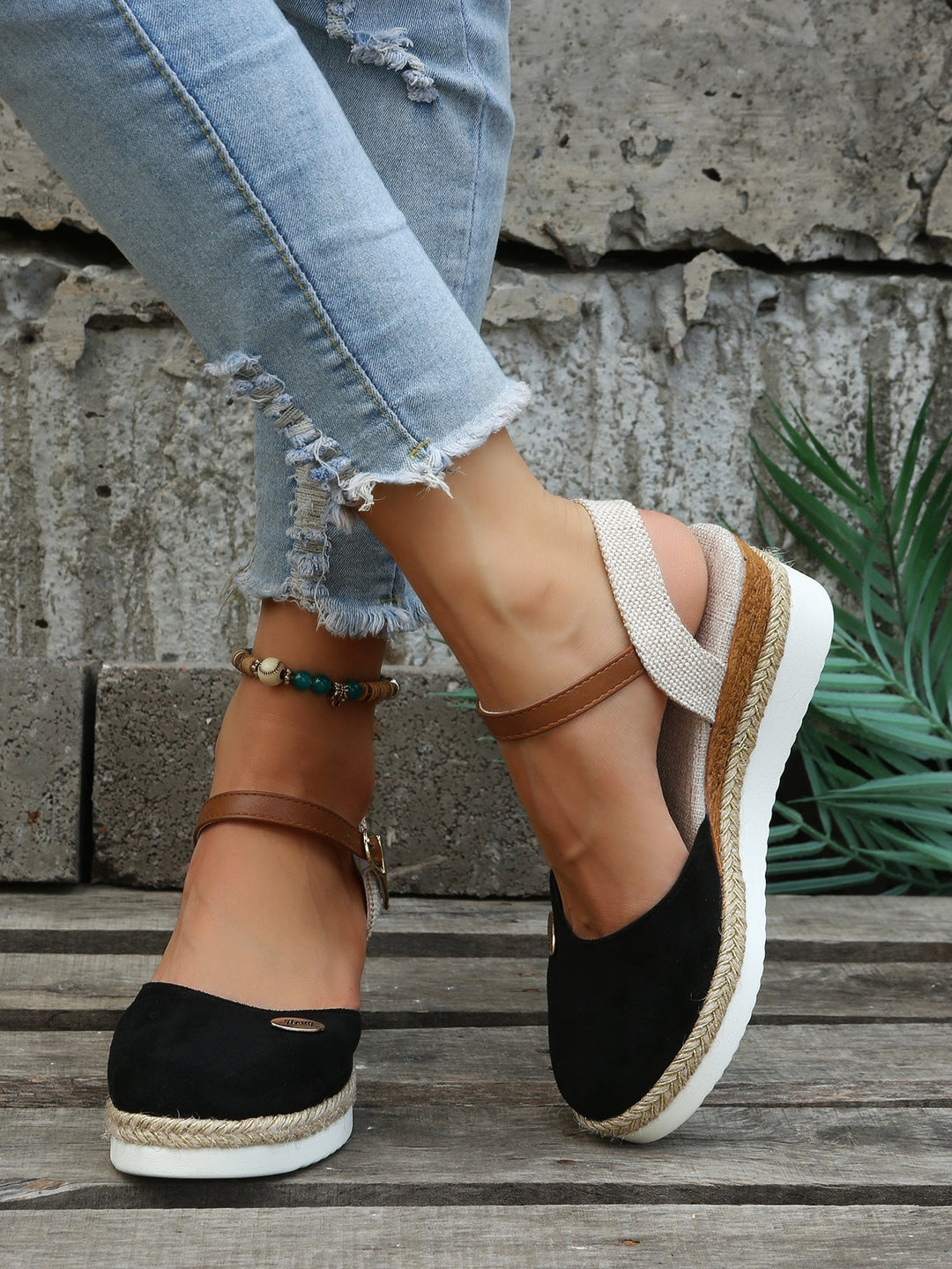 Stylowe Komfortowe Damskie Espadryle na koturnie