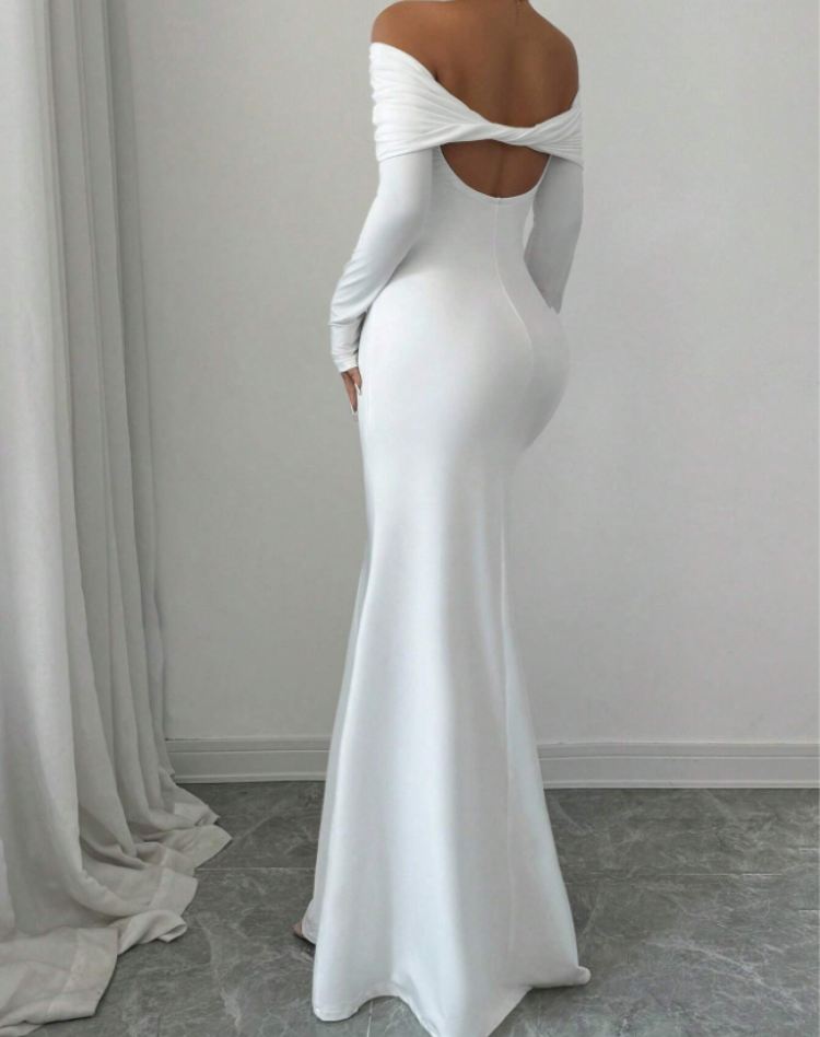 Long-sleeve dress with off-the-shoulder design for any occasion