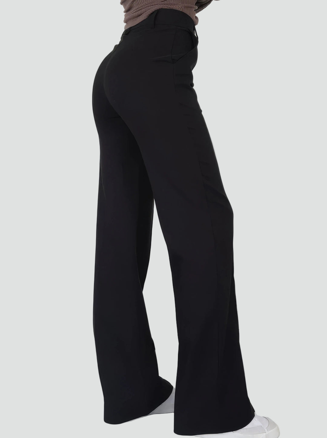 Eleganckie spodnie damskie z wysokim stanem i prostą nogawką
