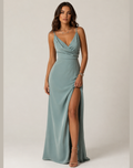 Elegant long cocktail evening dress with slit