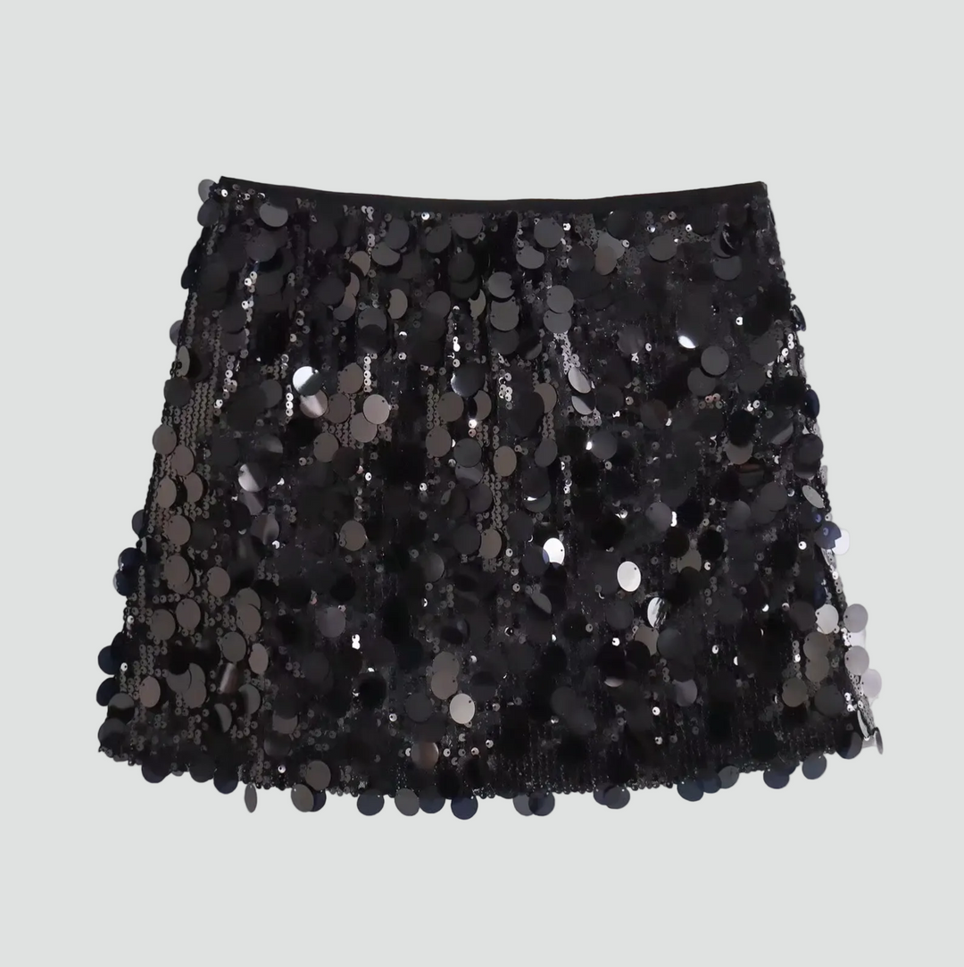 Modna damska spódnica mini z cekinami na specjalne okazje