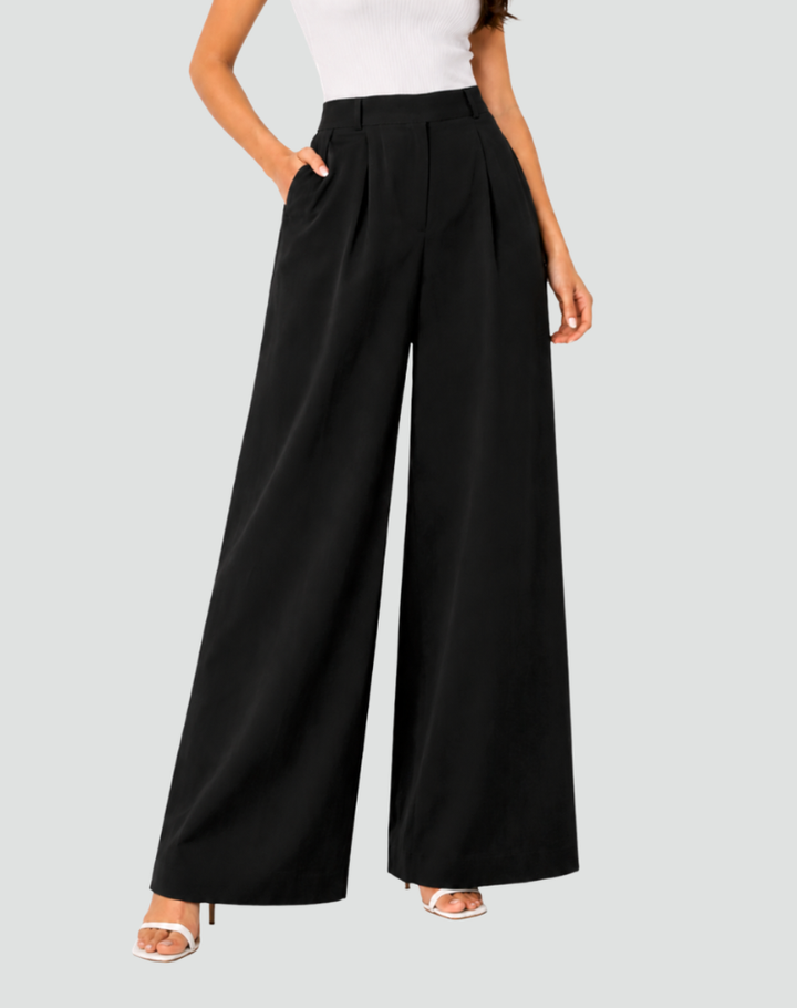 Elegante palazzo broek met hoge taille en brede pijpen