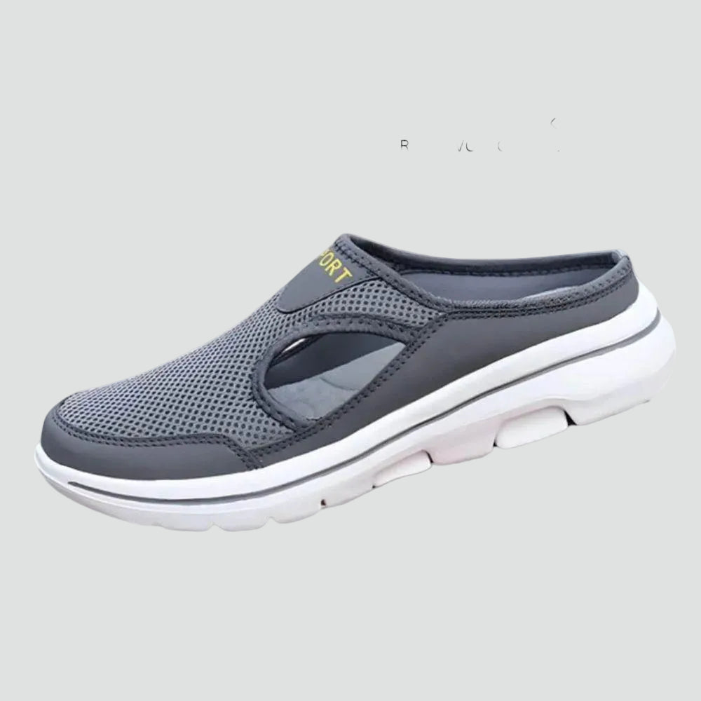 Slip-on sports shoes with mesh and open heel