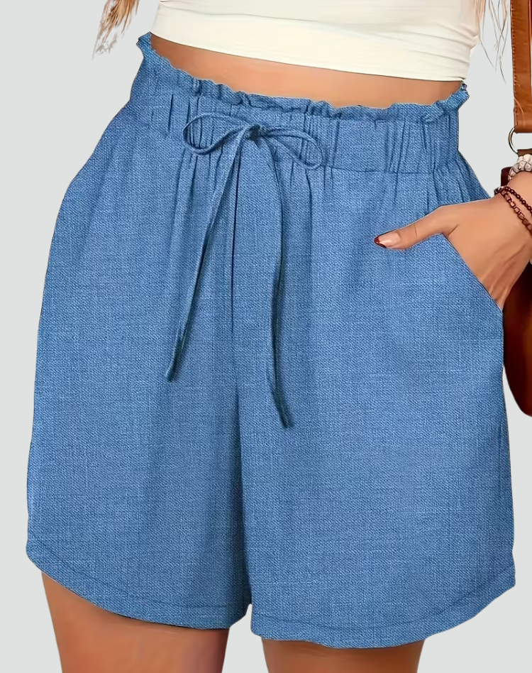 Linen wrap skirt shorts with tie for summer