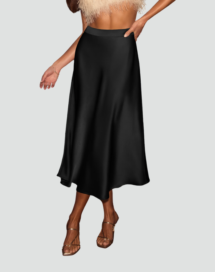 Satin midi skirt with a simple and elegant cut