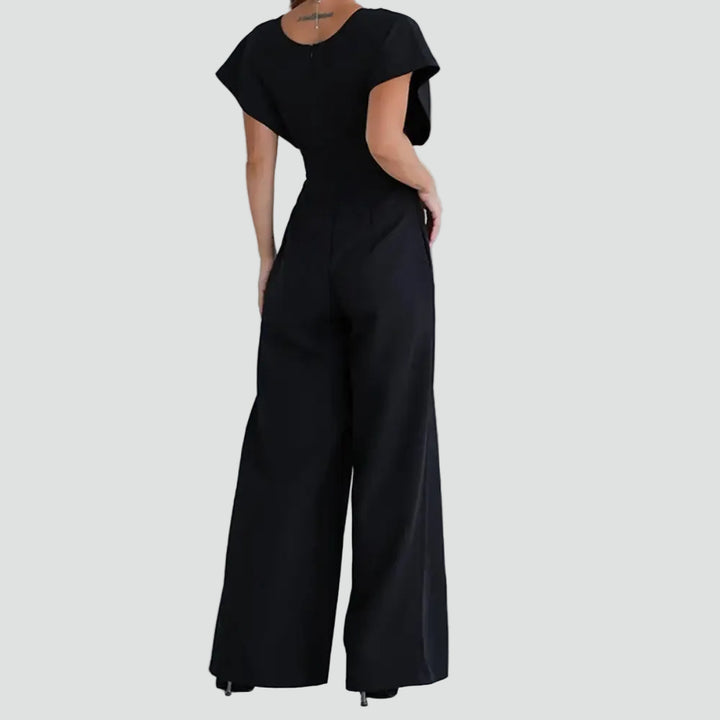 Women's jumpsuit with a wrap neckline and wide legs