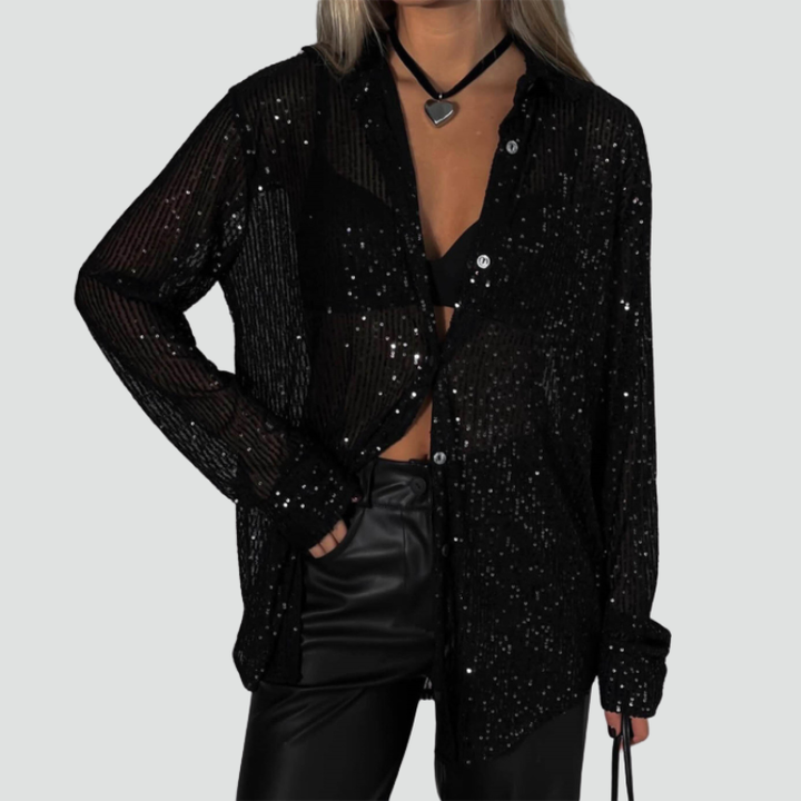 Sequin loose-fit party blouse for women