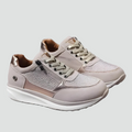Women's platform sole sneakers with side zipper and perforation