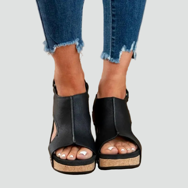 Orthopedic women's wedge sandals comfortable with heel strap