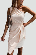 Elegant women's one-shoulder mini party dress