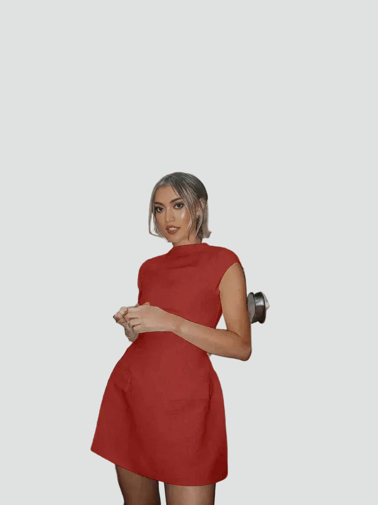 Mini sukienka imprezowa dopasowana z krótkim rękawem