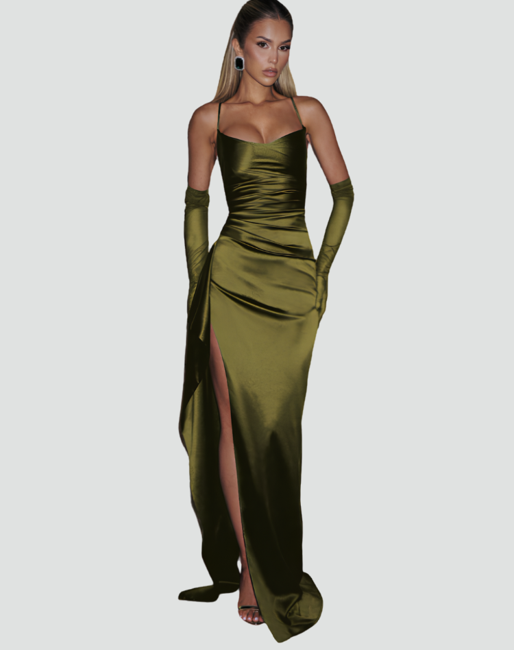Maxi dress with chiffon bottom and thin straps