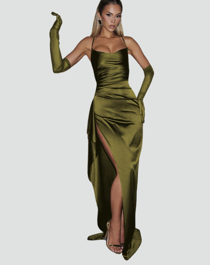 Maxi dress with chiffon bottom and thin straps