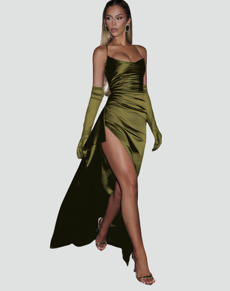 Maxi dress with chiffon bottom and thin straps