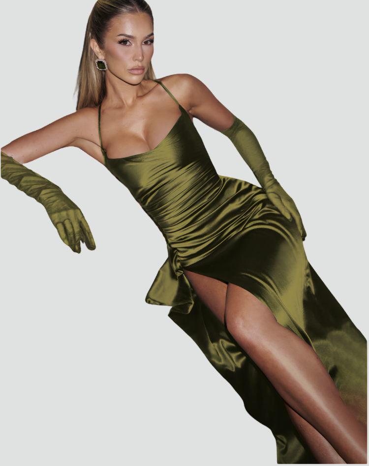 Maxi dress with chiffon bottom and thin straps