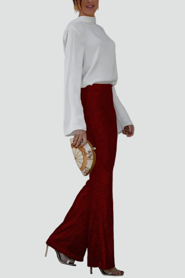 Spodnie dzwony damskie z cekinami eleganckie na imprezę