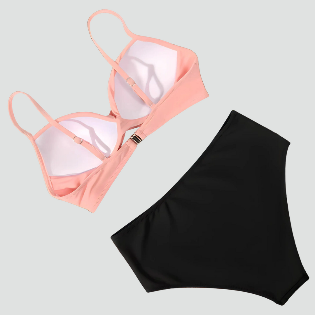 Slimming high-waisted bikini with retro push-up effect
