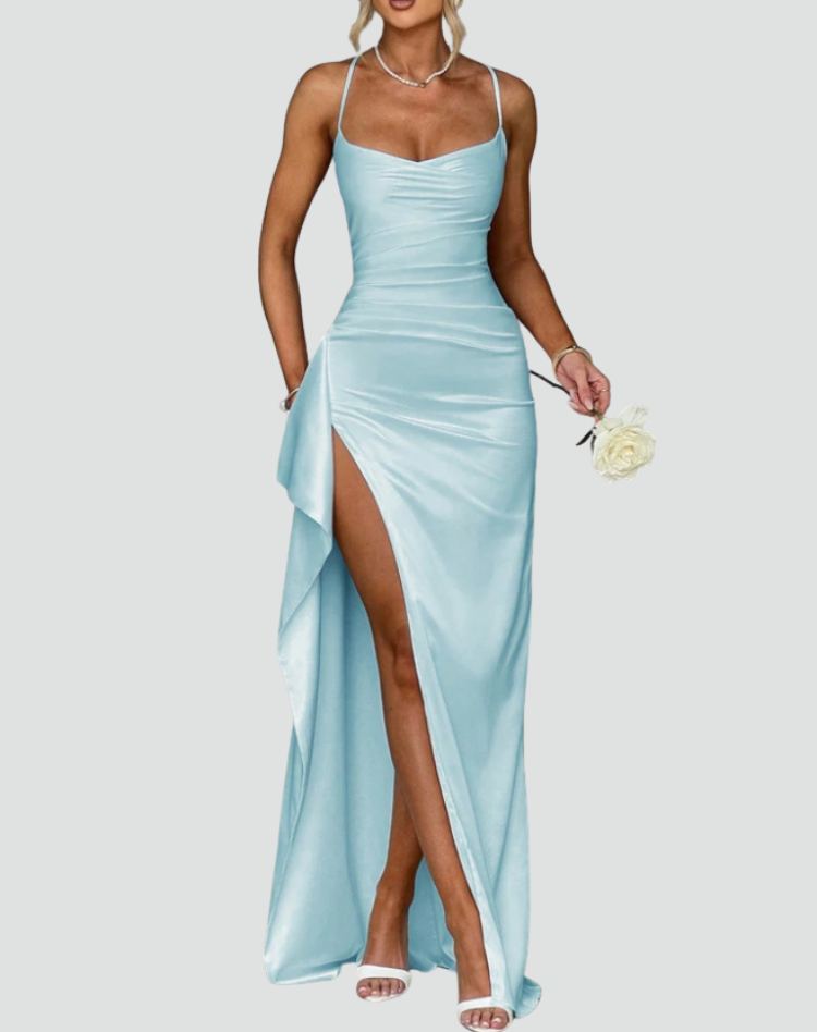 Maxi dress with chiffon bottom and thin straps