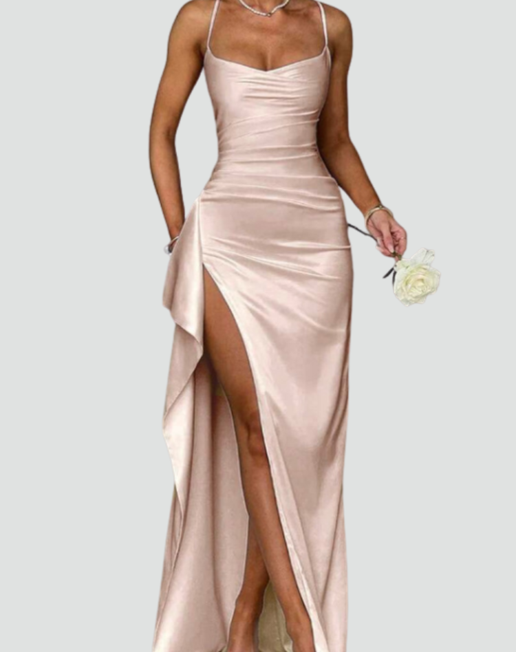 Maxi dress with chiffon bottom and thin straps