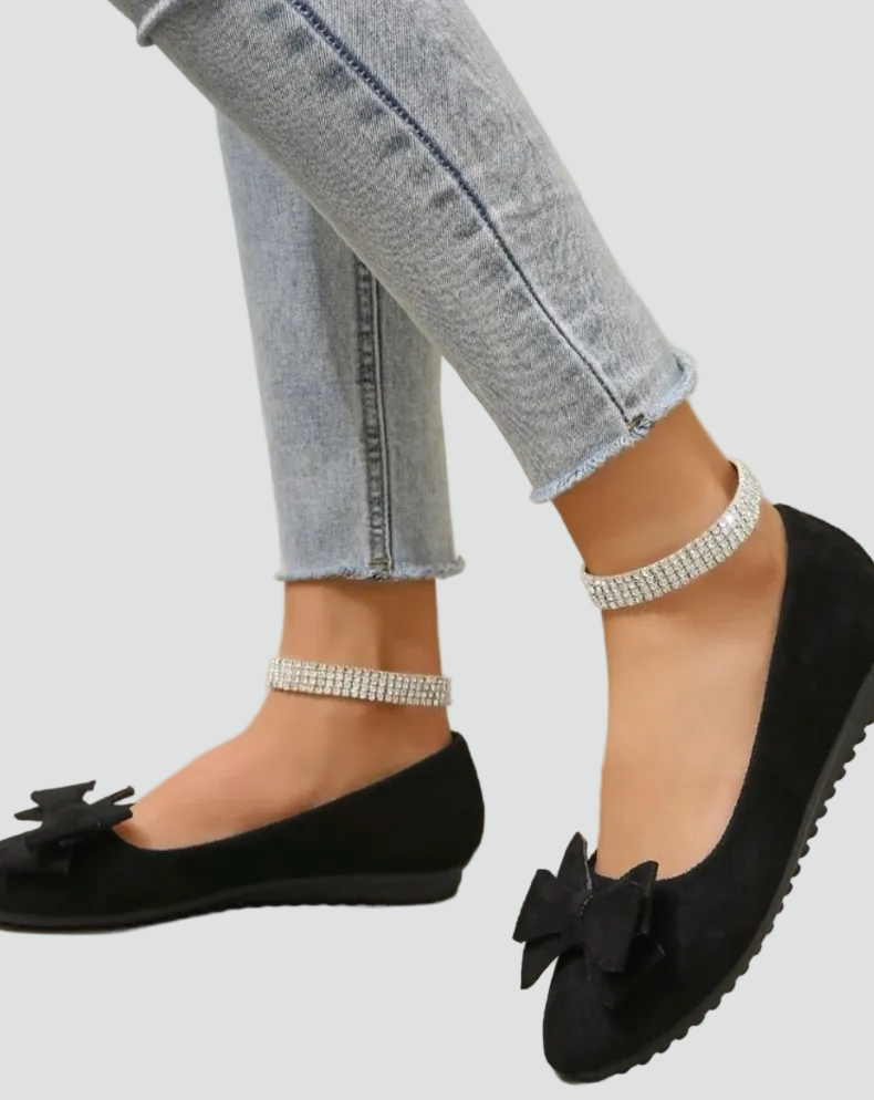 Women's ballet flats with a bow in a comfortable classic style