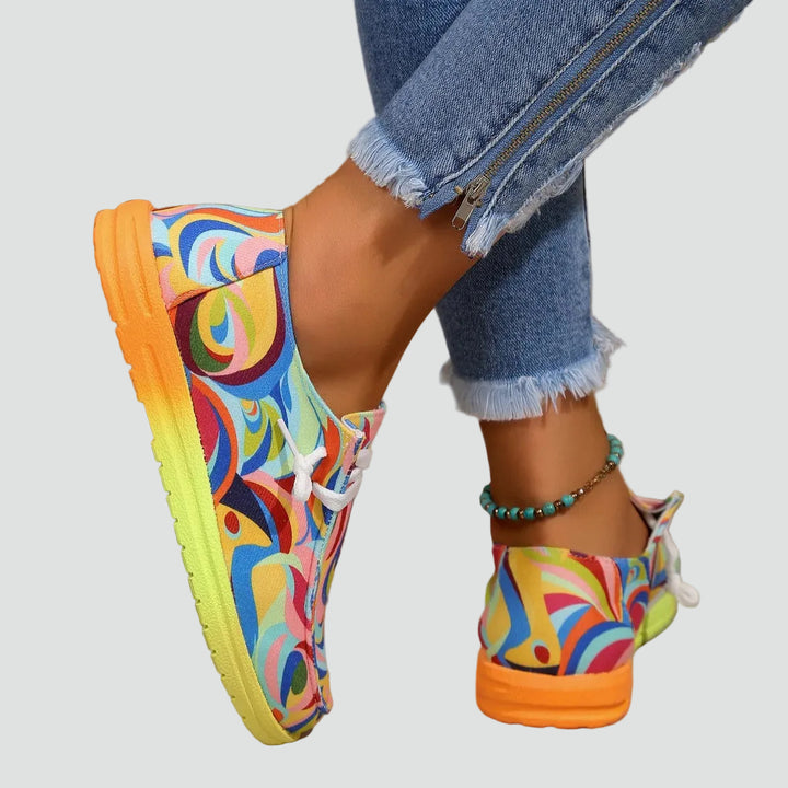 Light slip-on shoes for women with artistic print