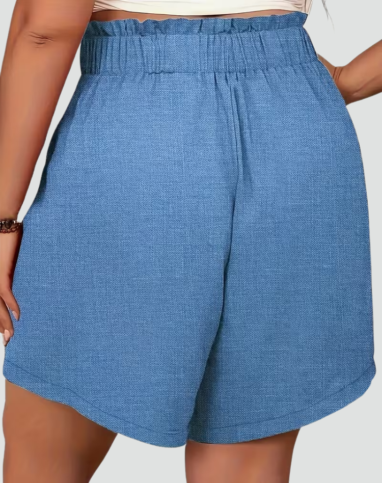 Linen wrap skirt shorts with tie for summer
