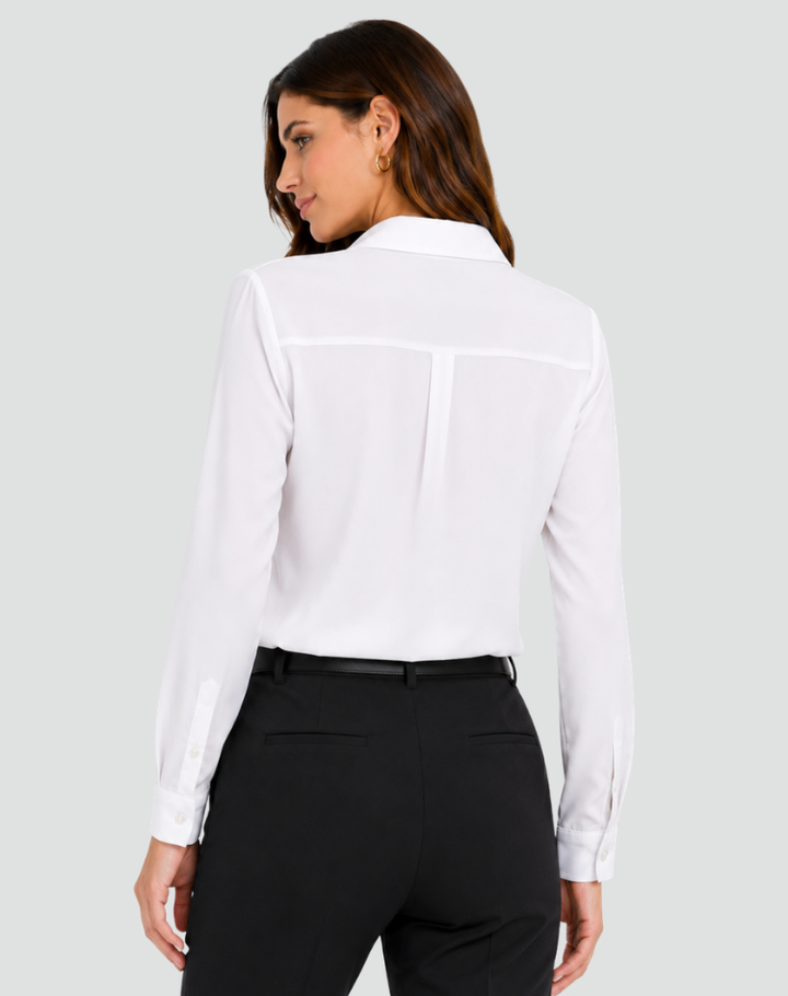 Loose long-sleeve shirt blouse with collar