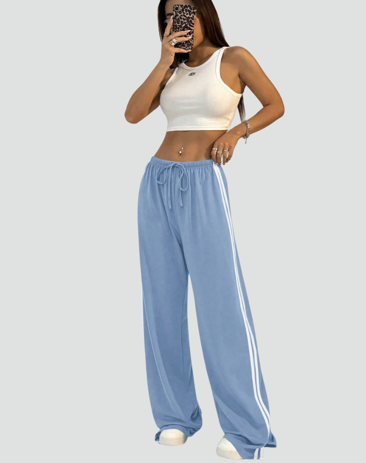 Pantalon de survêtement large pour femme avec bandes latérales