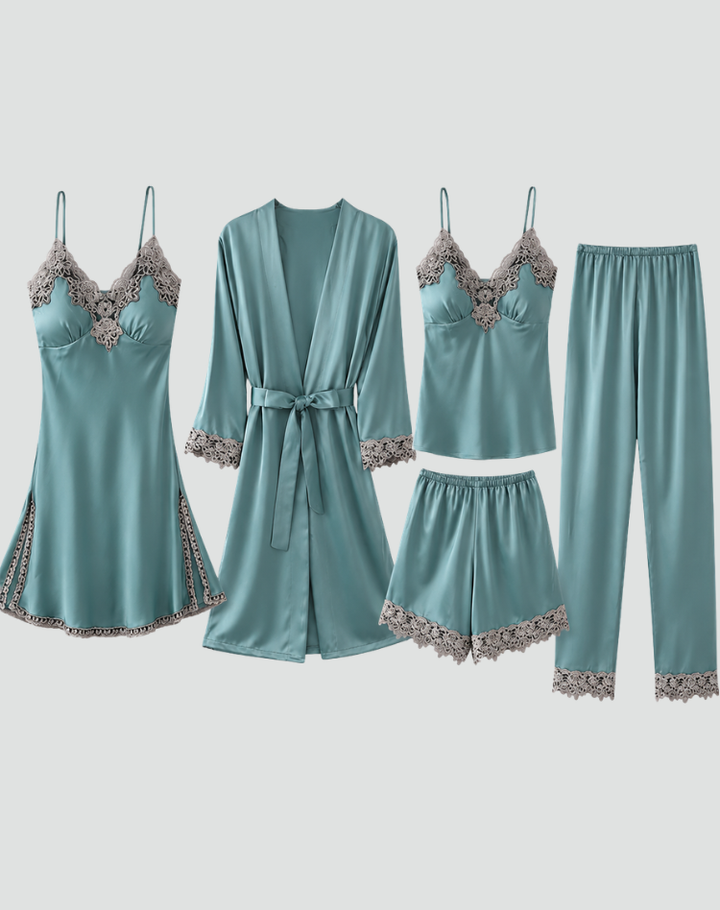 Five-piece women's lace pajama set