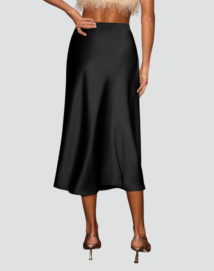 Satin midi skirt with a simple and elegant cut