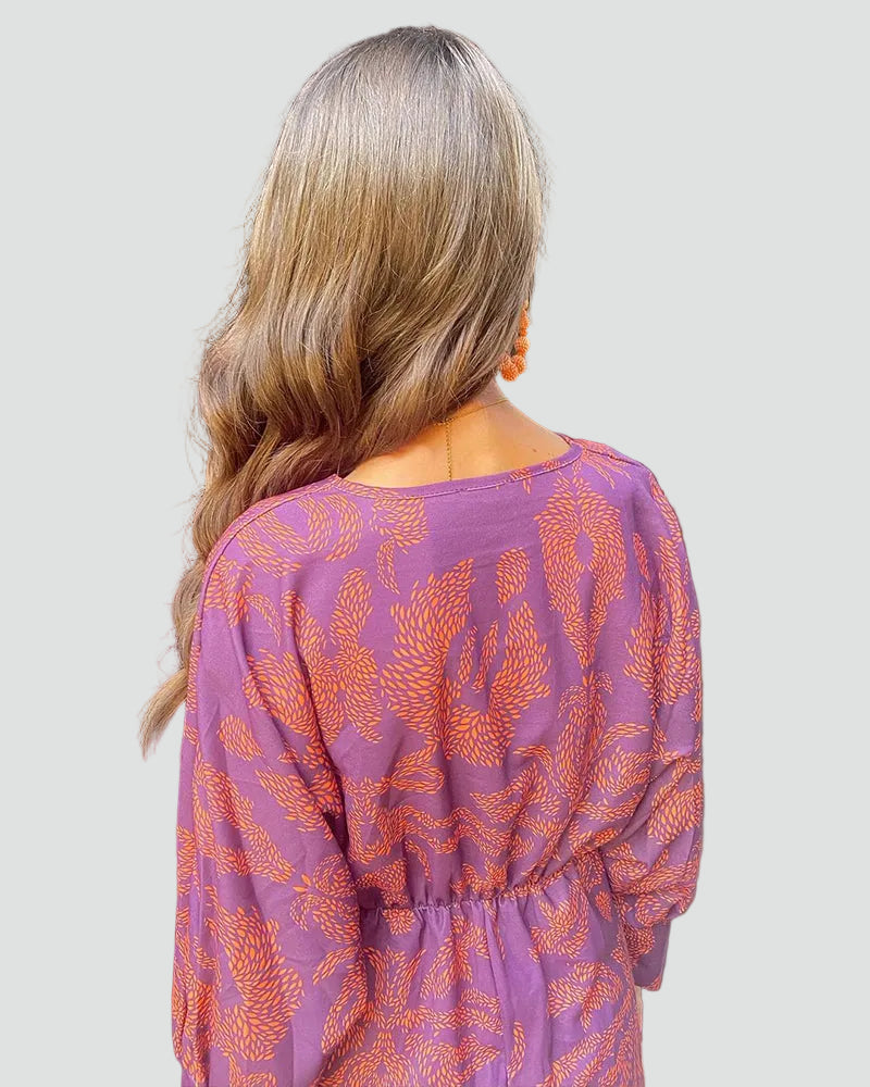 Damska sukienka midi koktajlowa kopertowa z długim rękawem