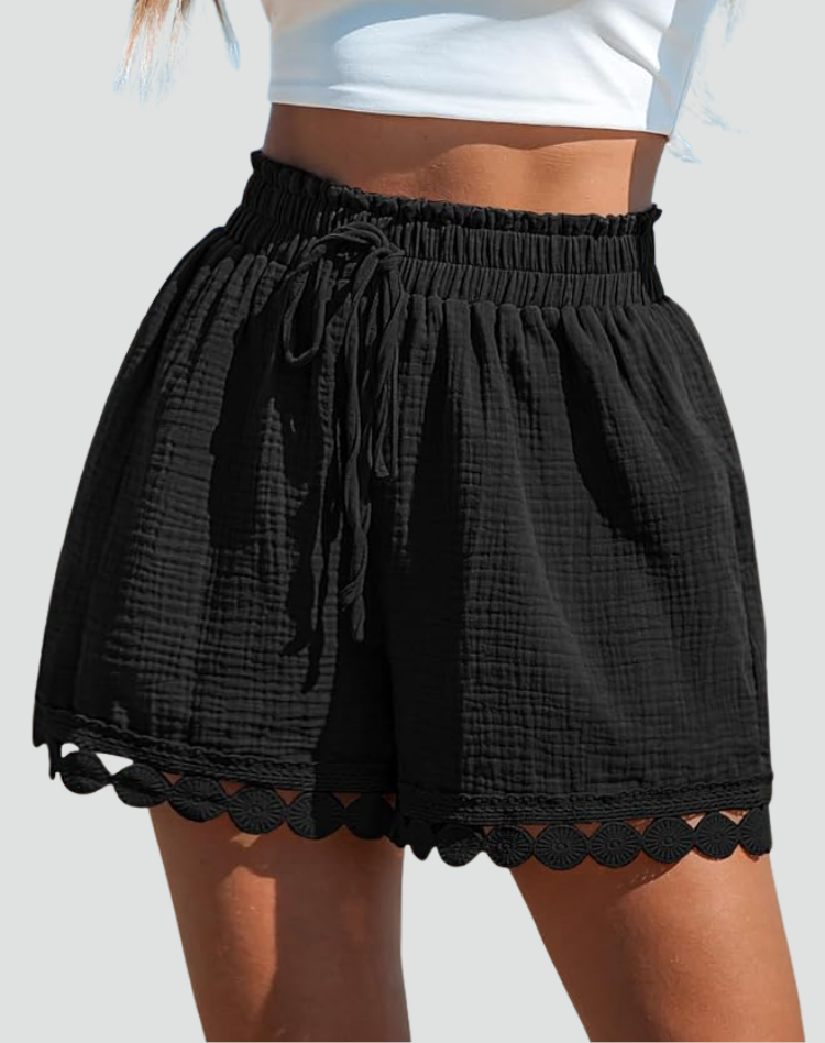 Zomerse elegante shorts met ruches en strik in de taille