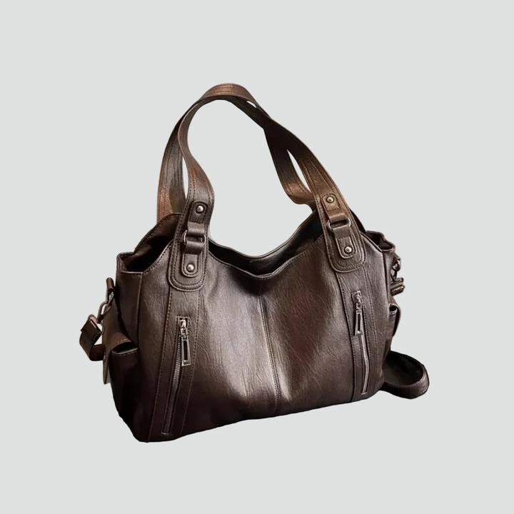 Women's spacious shoulder bag with leather look