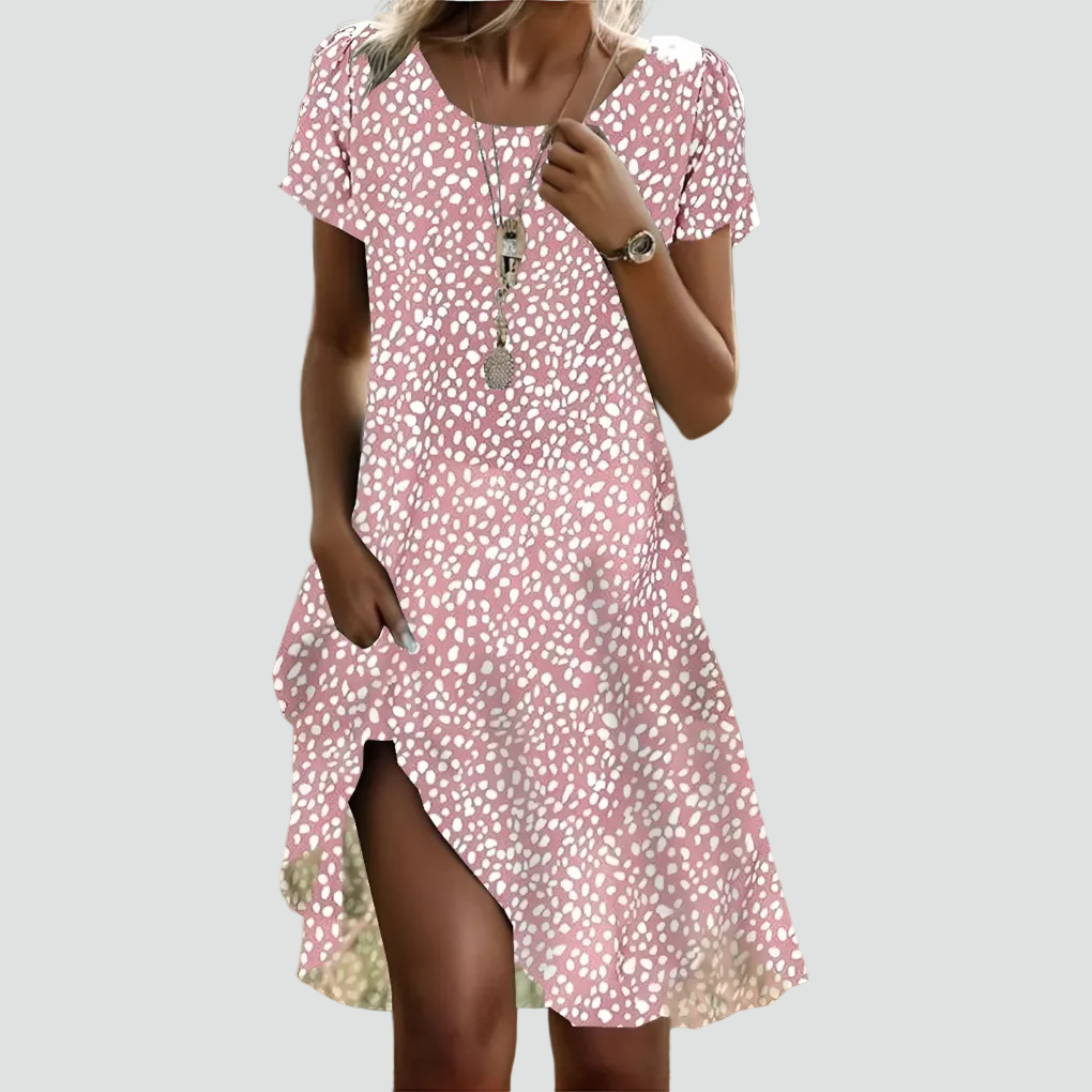 Robe midi fluide à pois avec une coupe décontractée