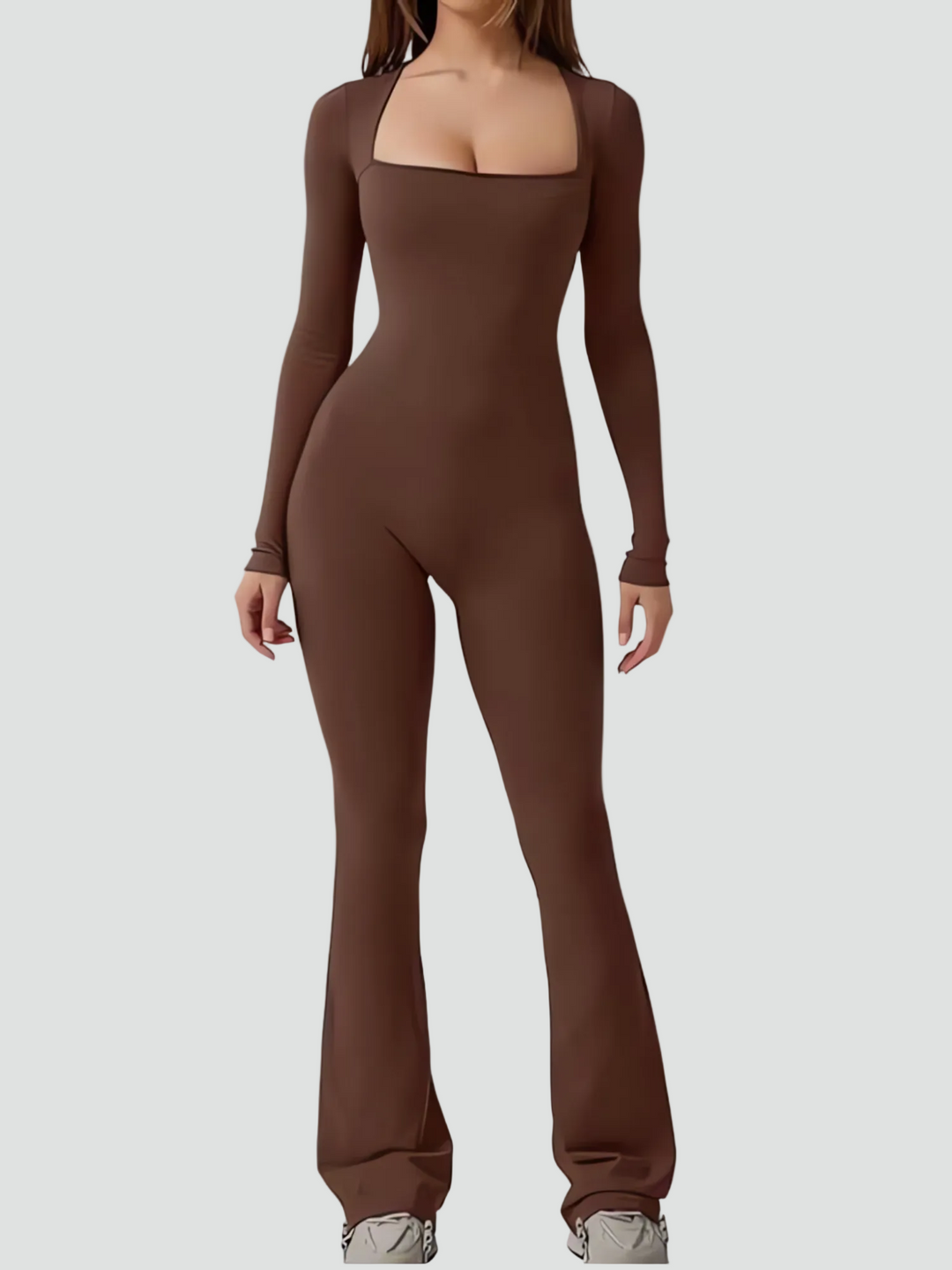 Elegancki kombinezon damski bodycon z długim rękawem